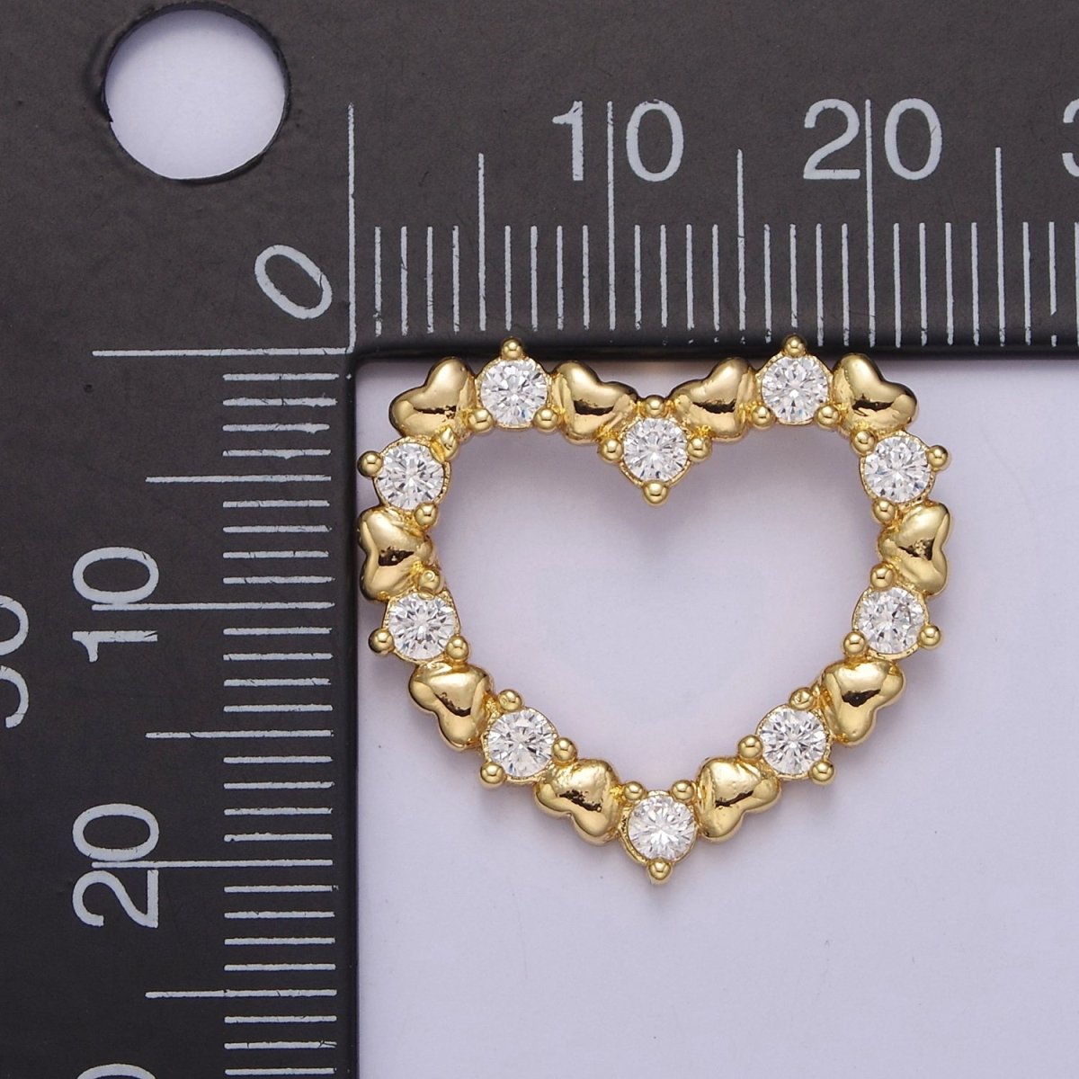 Gold Filled Open Heart Charm Gold Heart Pendant with CZ for Mother Day Gift Idea J-391