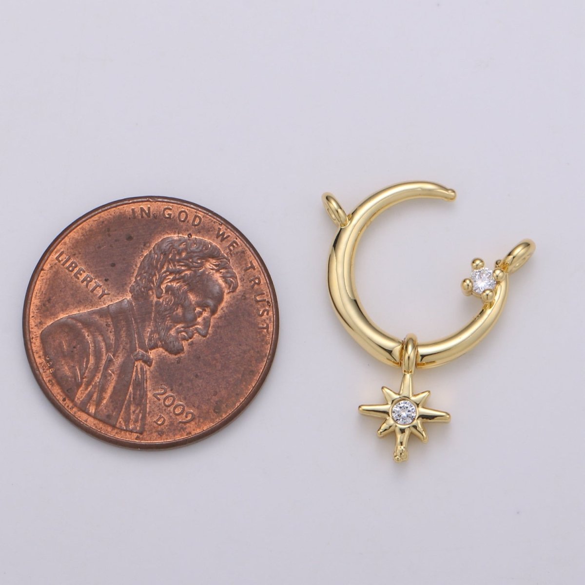 Gold Filled Open Star Connectors Crescent Moon Charm Connector for Necklace  F-523