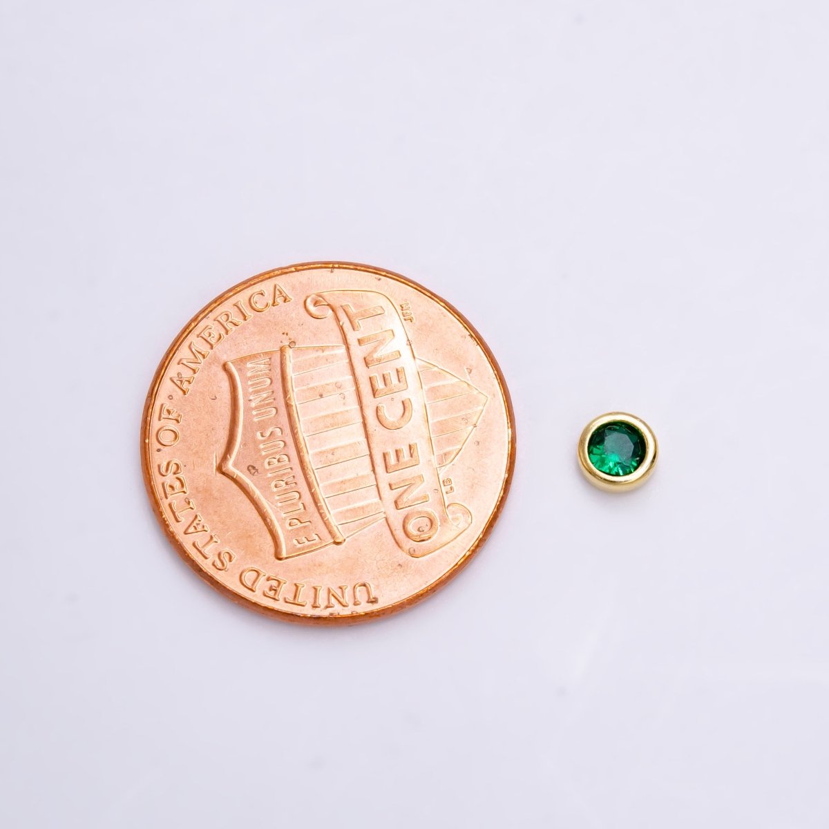 Gold Filled Personalized Locket Bead: 4mm Birthstone Bezel CZ | B-930~935