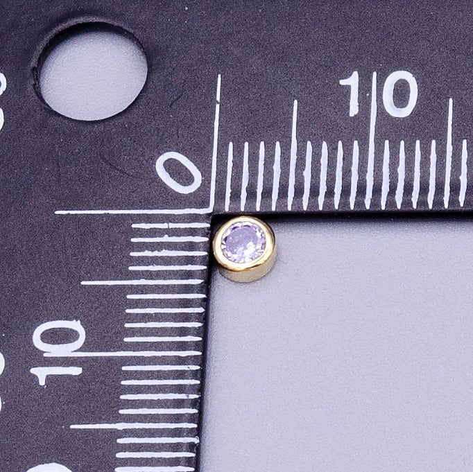 Gold Filled Personalized Locket Bead: 4mm Birthstone Bezel CZ | B-930~935