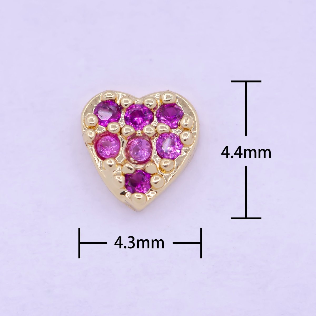 Gold Filled Personalized Locket Bead: Clear Fuchsia Pink Heart, Star Pawprint Clover, Horseshoe Lips Cross Bolt L-839~L-841