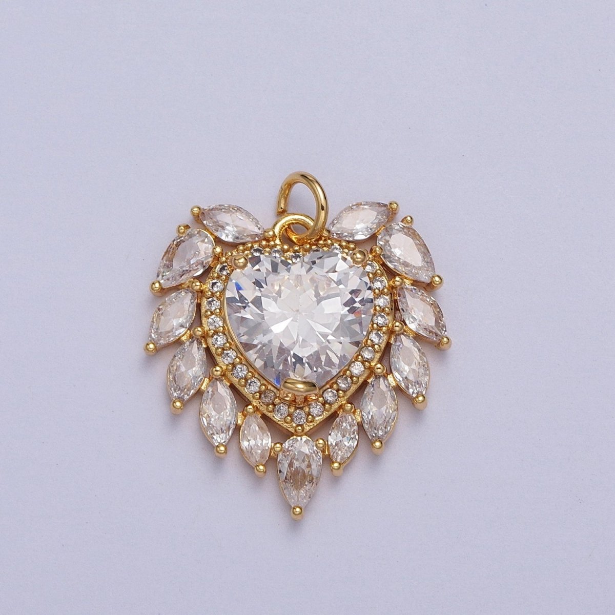 Gold Filled Pink, Clear, Green, Red Heart Marquise Teardrop CZ Charm | AC005 - AC008