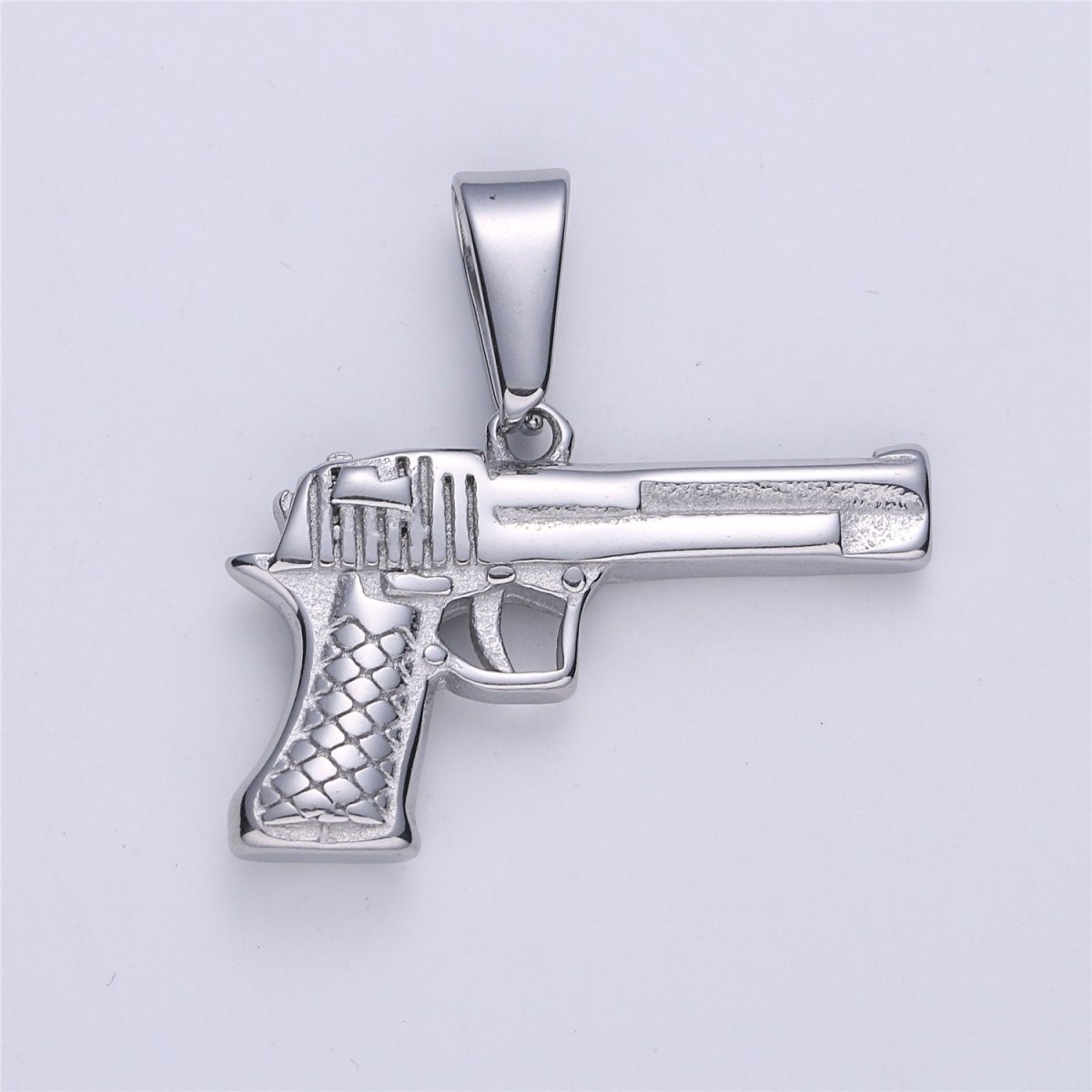 Gold Filled Pistol Charm Silver Gun Pendant for Earring Necklace Jewelry Making Supplies 30mmx30mm J-673