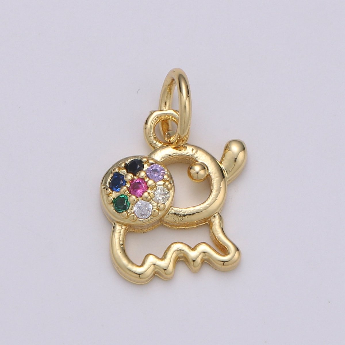 Gold Filled Rainbow Elephant Charm D-803