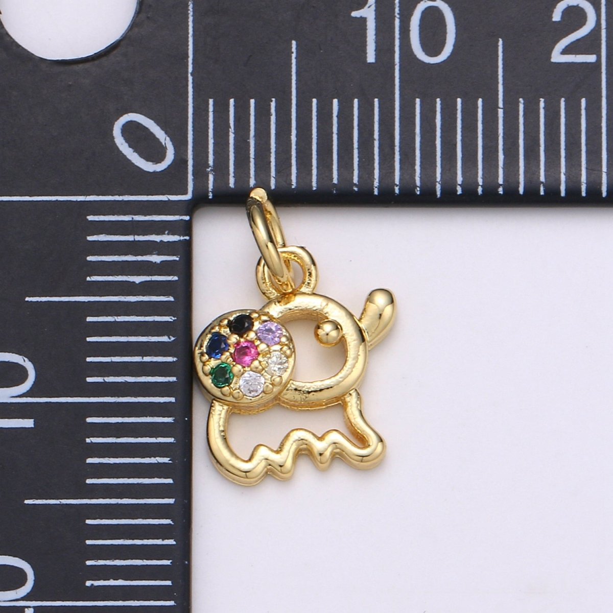 Gold Filled Rainbow Elephant Charm D-803