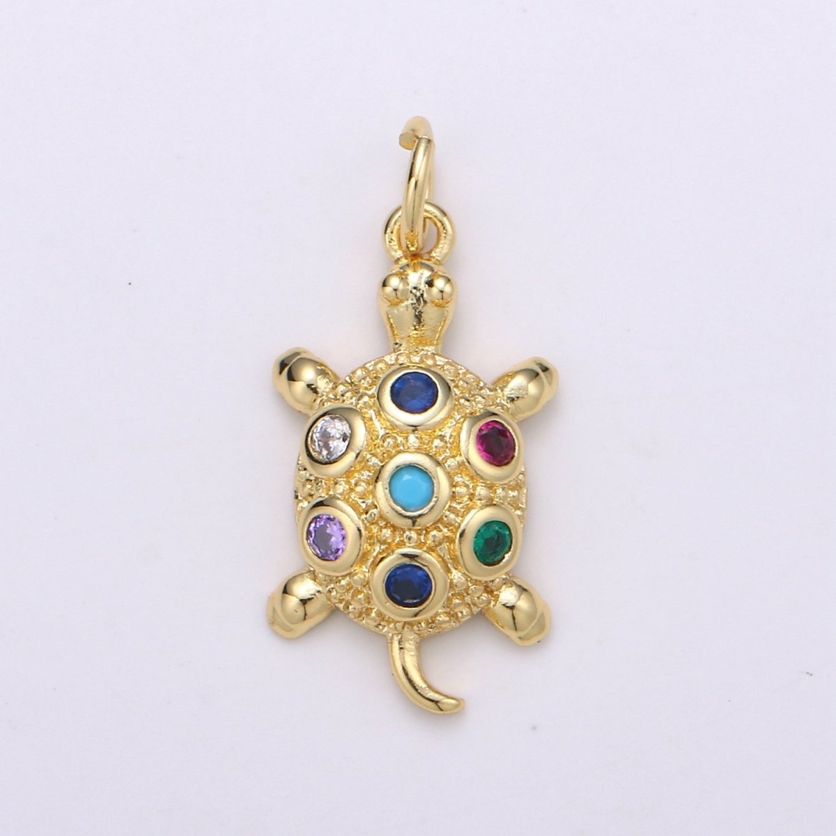 Gold Filled Rainbow Turtle Charm D-802