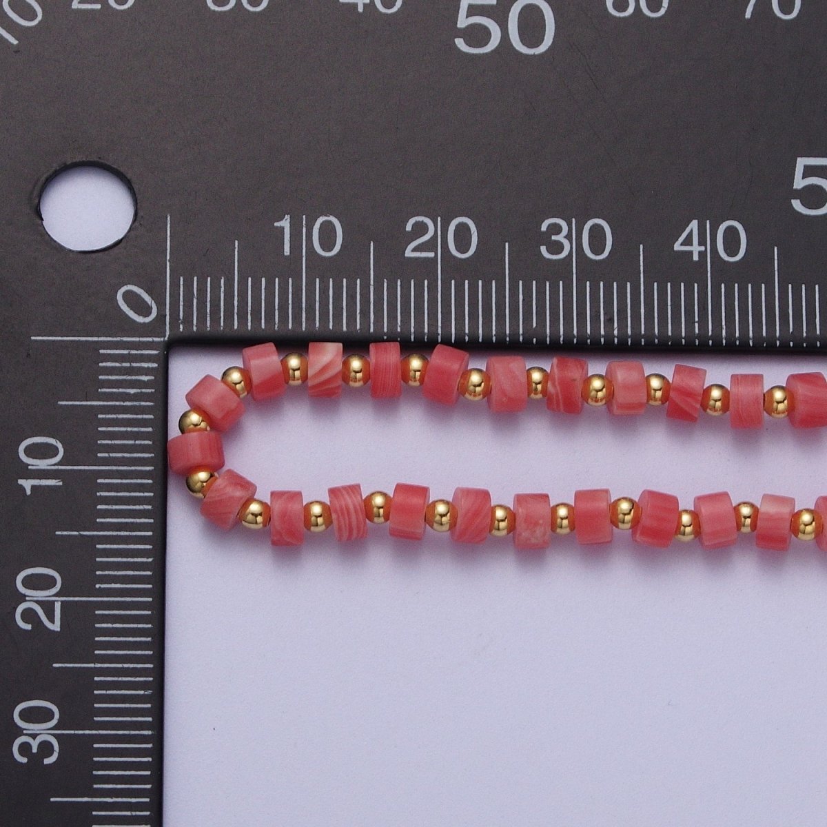 Gold Filled Red Coral Rondelle Heishi Gemstone Gold Spacer Beads 15.5 Inch Choker Necklace | WA-1433 Clearance Pricing