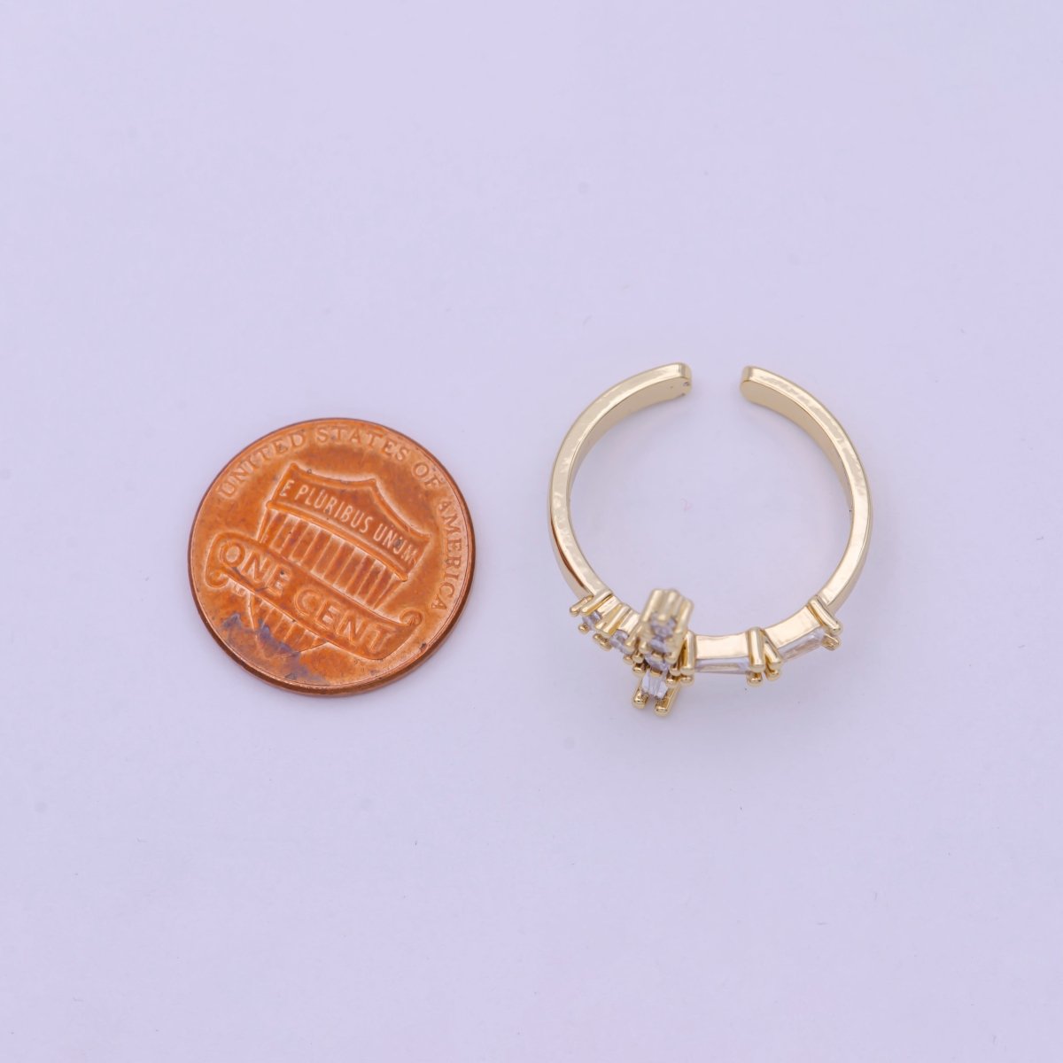 Gold Filled Religious Catholic Christian Cross Open, Adjustable Ring with Crystal Zirconia CZ in 24K/14K Gold | U-381 U-427