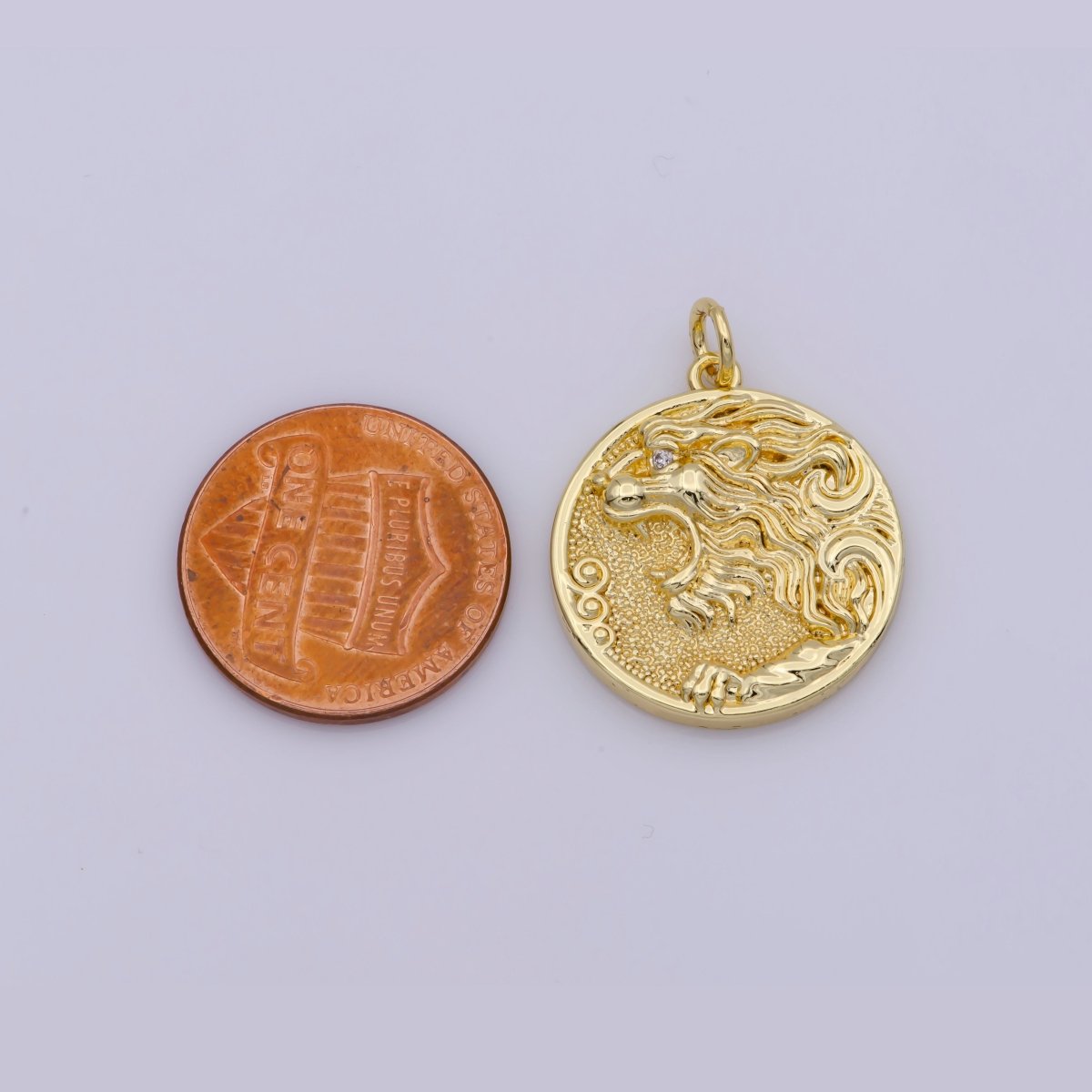 Gold Filled Roaring Dragon Mythical Coin Charm | M-809