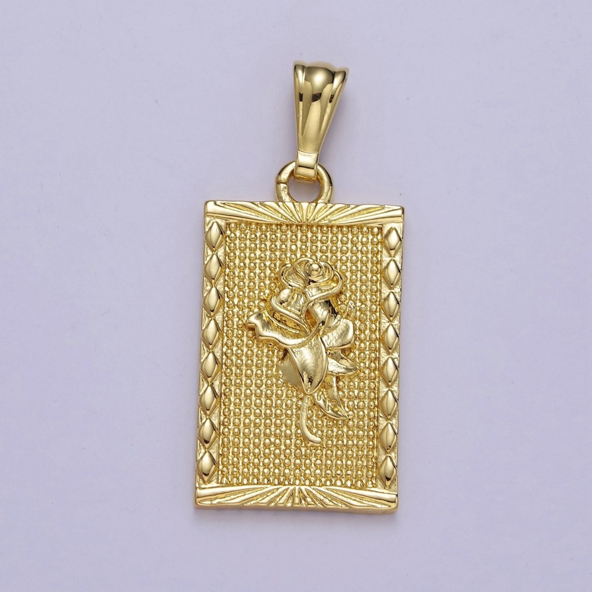 Gold Filled Rose Pendant, Dainty Gold Tag Necklace Bracelet Charm for DIY Jewelry Making Supply J-483