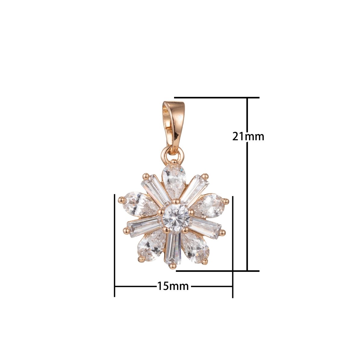 Gold Filled Round Flower Crystal Pendants  I-817