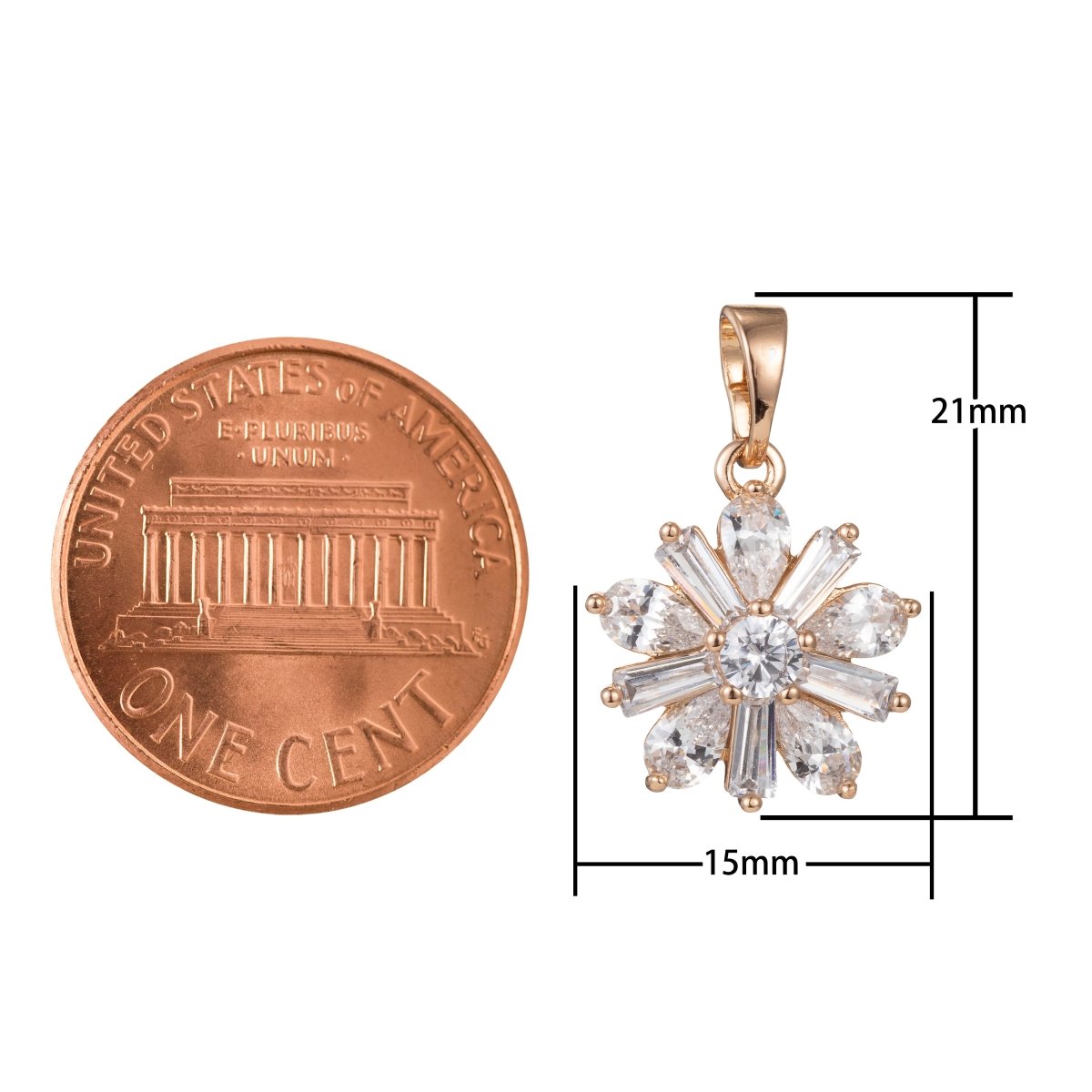 Gold Filled Round Flower Crystal Pendants  I-817