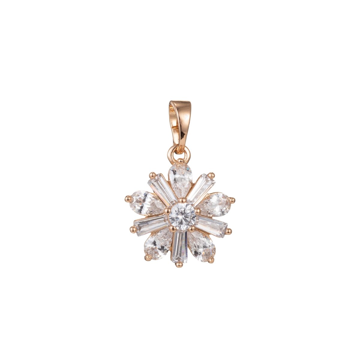 Gold Filled Round Flower Crystal Pendants  I-817