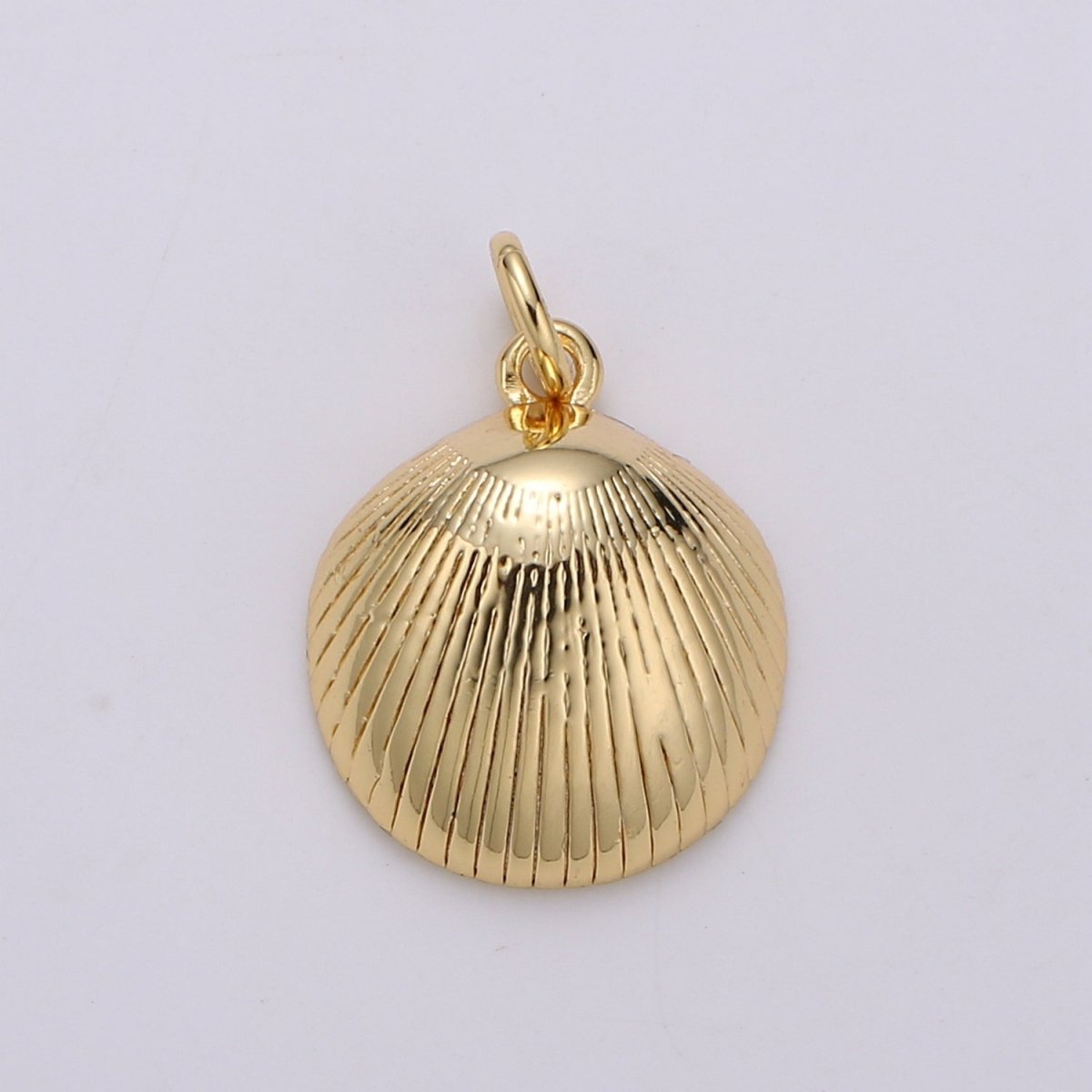 Gold Filled Round Sea Shell Charm D-794