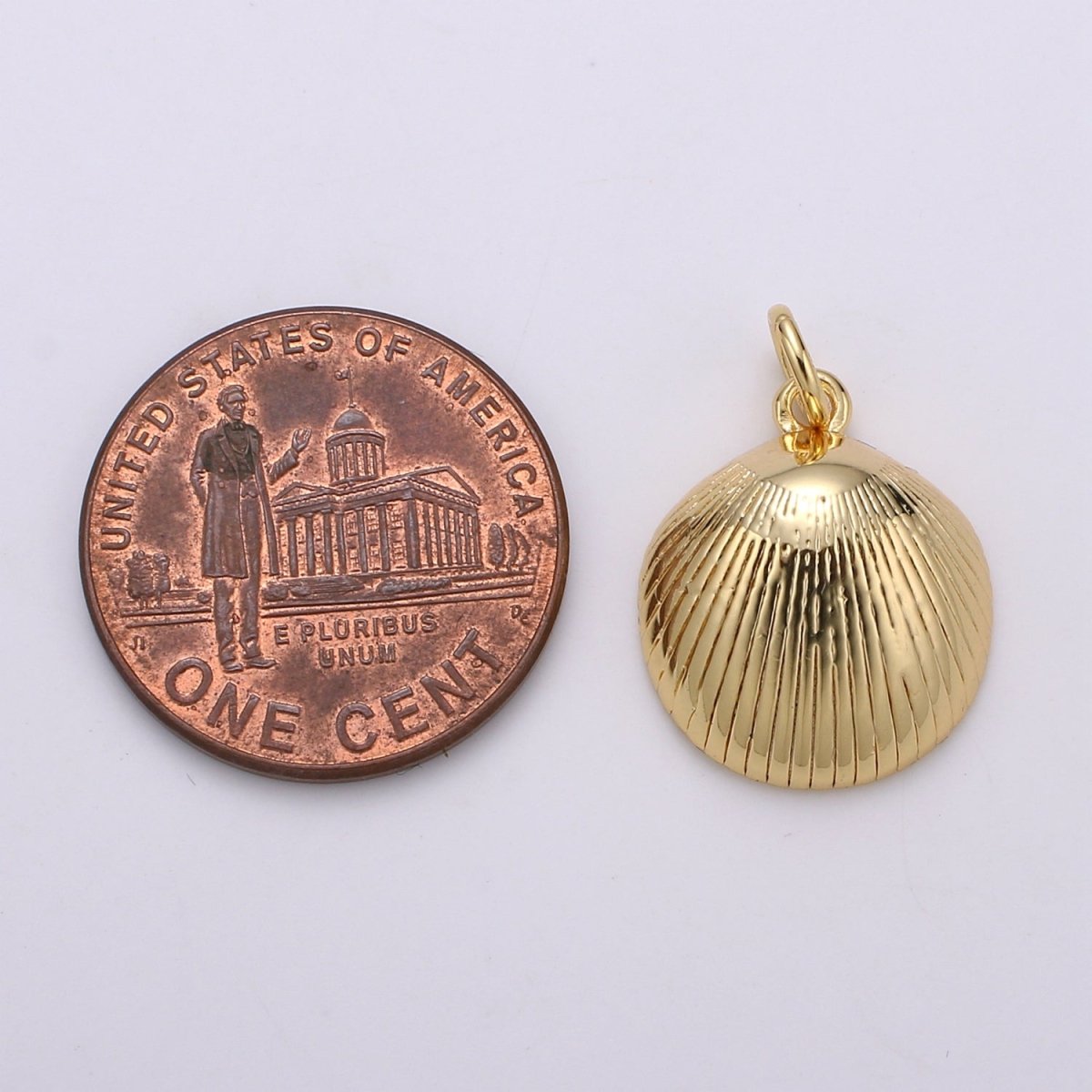 Gold Filled Round Sea Shell Charm D-794