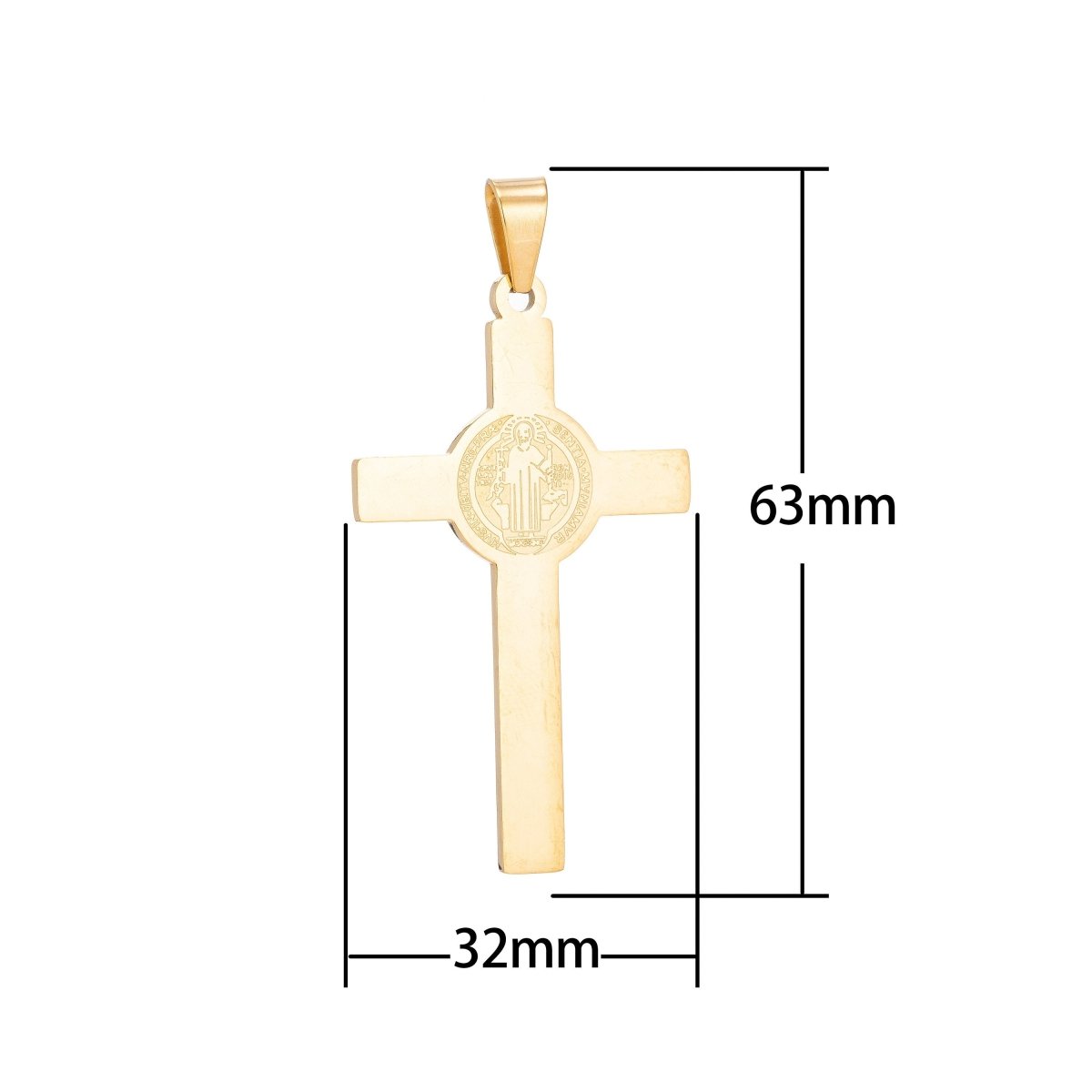 Gold Filled Saint Benedict Cross Pendant San Benito Saint Benedict Charm for Layered Necklace Religious Jewelry Making J-397