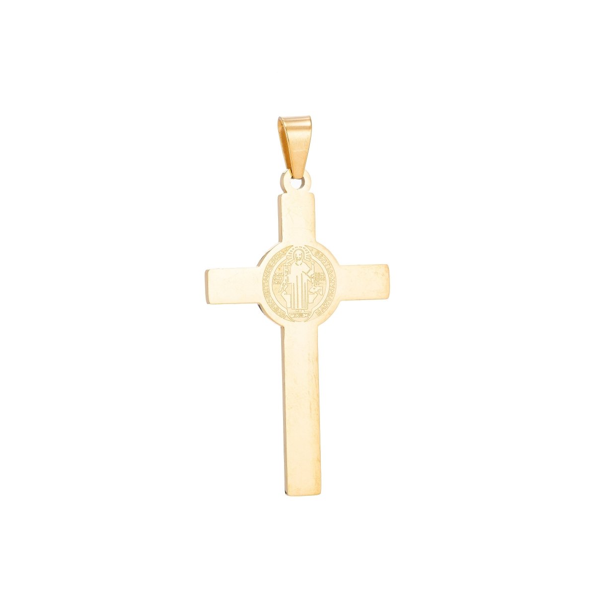 Gold Filled Saint Benedict Cross Pendant San Benito Saint Benedict Charm for Layered Necklace Religious Jewelry Making J-397