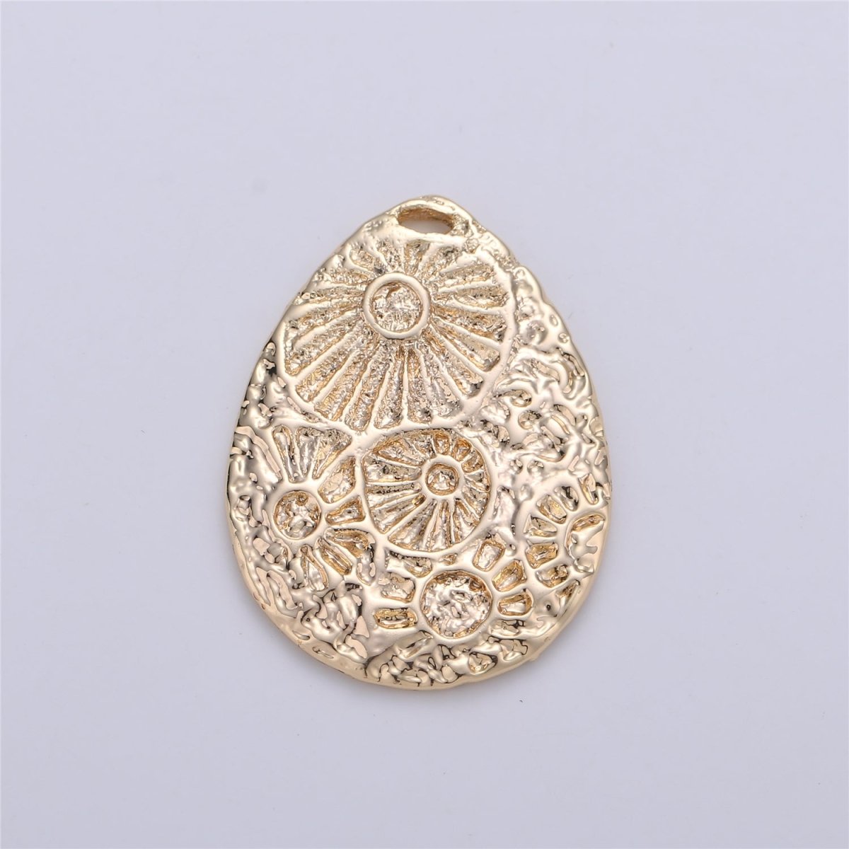Gold Filled Shell Rustic Coin Charm   E-087