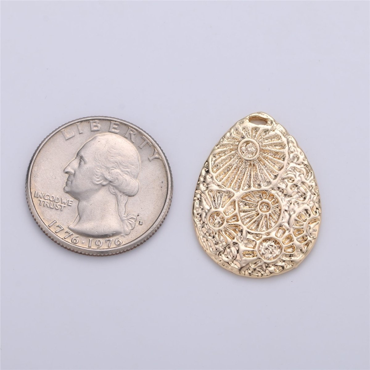 Gold Filled Shell Rustic Coin Charm   E-087