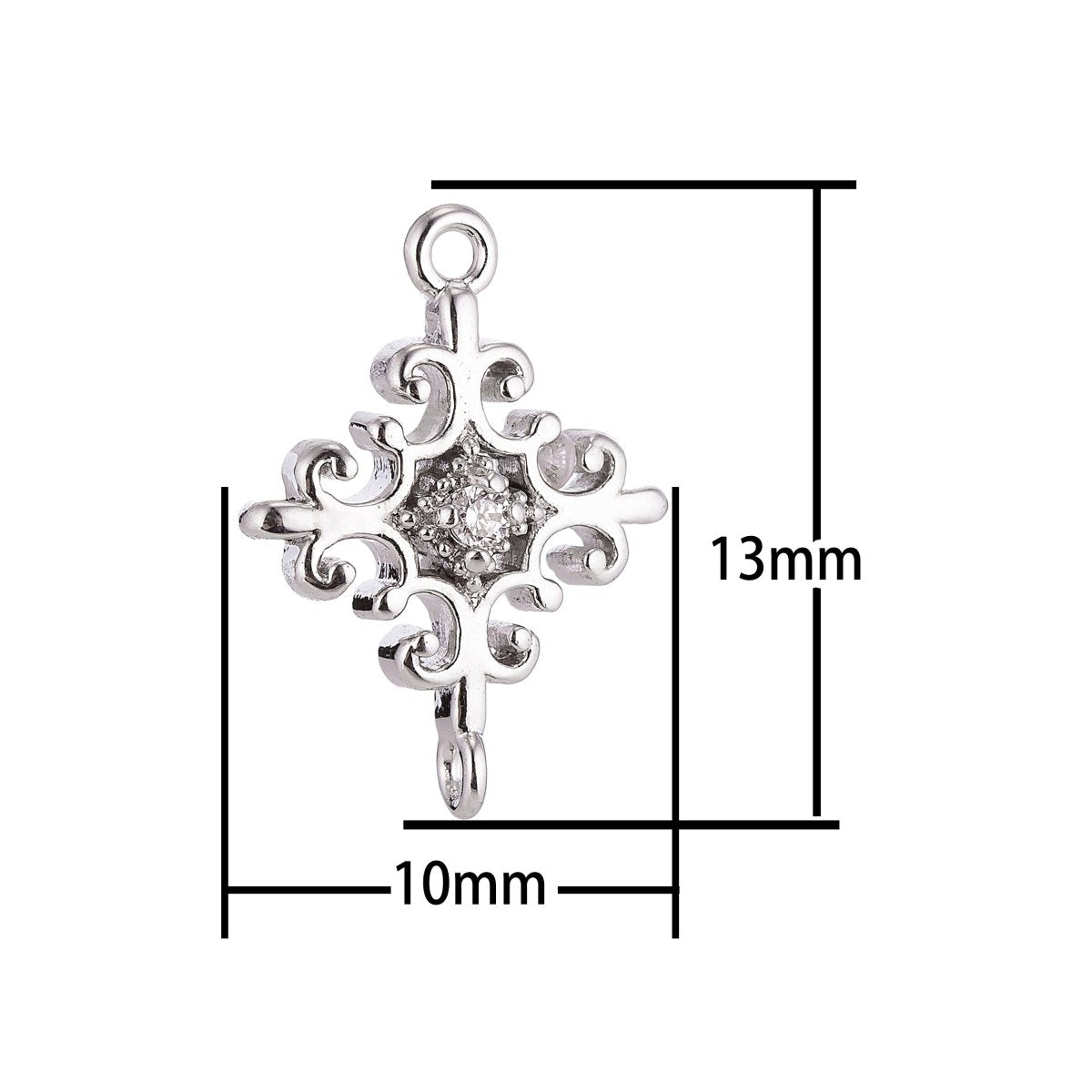 Gold Filled Silver Cross Connector - F-007