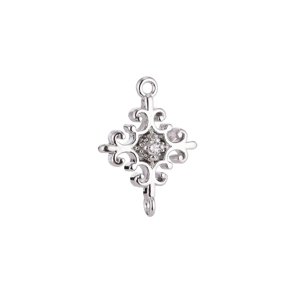 Gold Filled Silver Cross Connector - F-007
