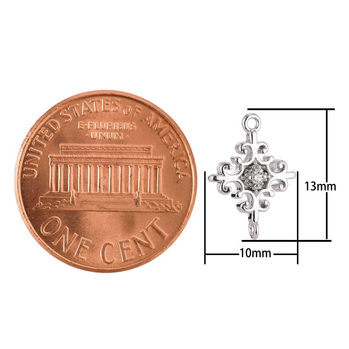 Gold Filled Silver Cross Connector - F-007