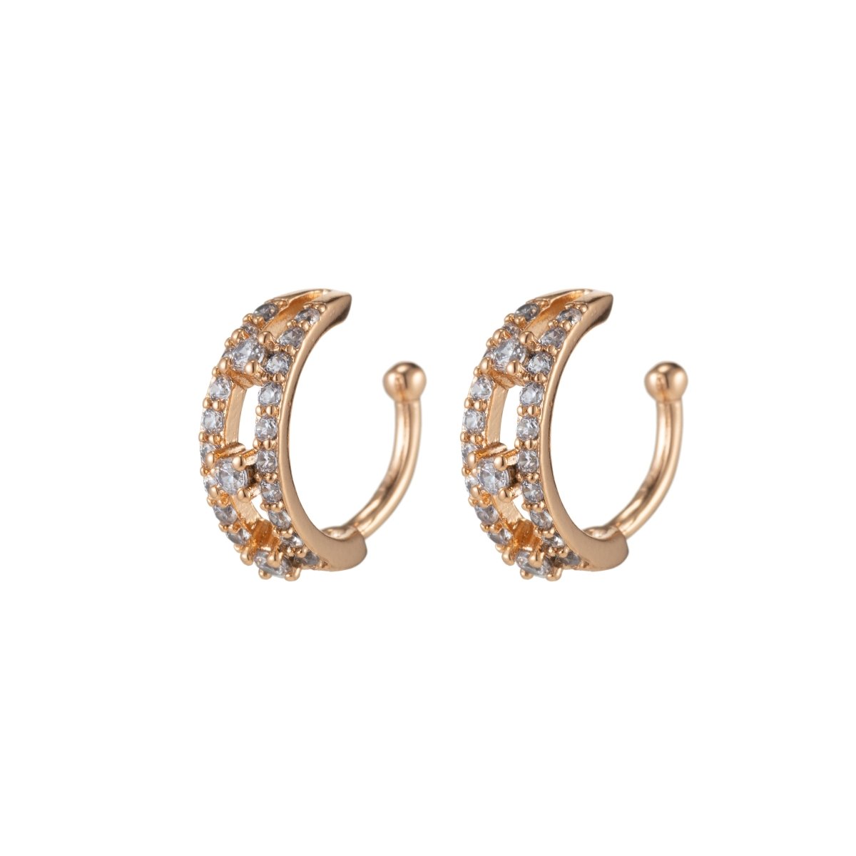 Gold Filled Simple Crystal Earcuffs - AI-045