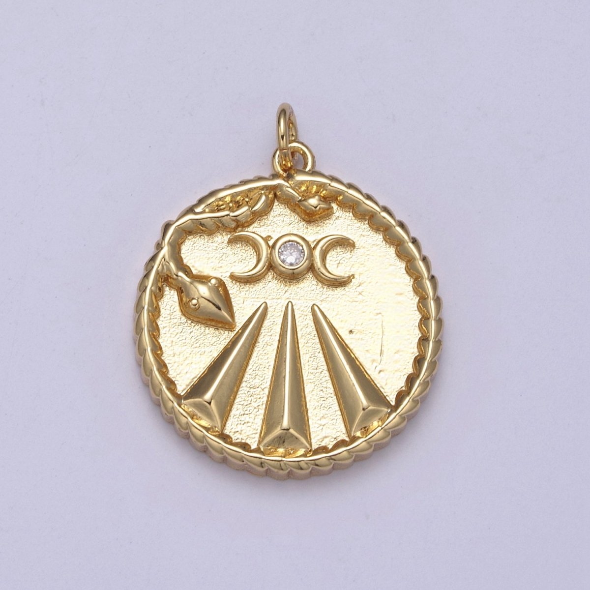 Gold Filled Snake Coin Serpent Charm with Moon Goddess Pendant for Necklace Bracelet N-368