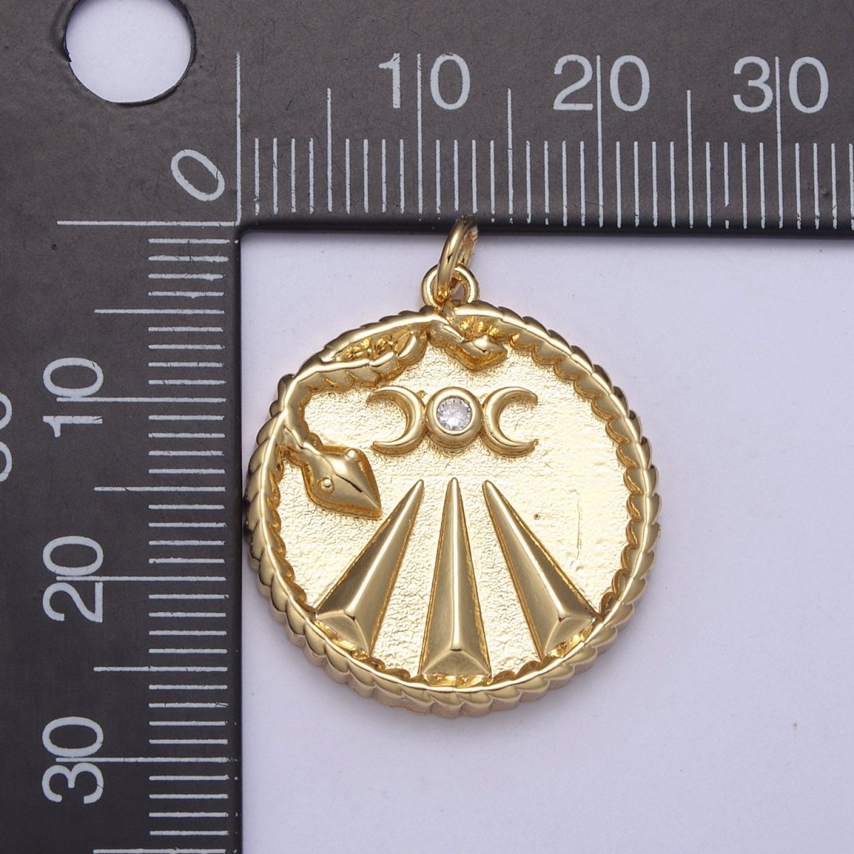 Gold Filled Snake Coin Serpent Charm with Moon Goddess Pendant for Necklace Bracelet N-368