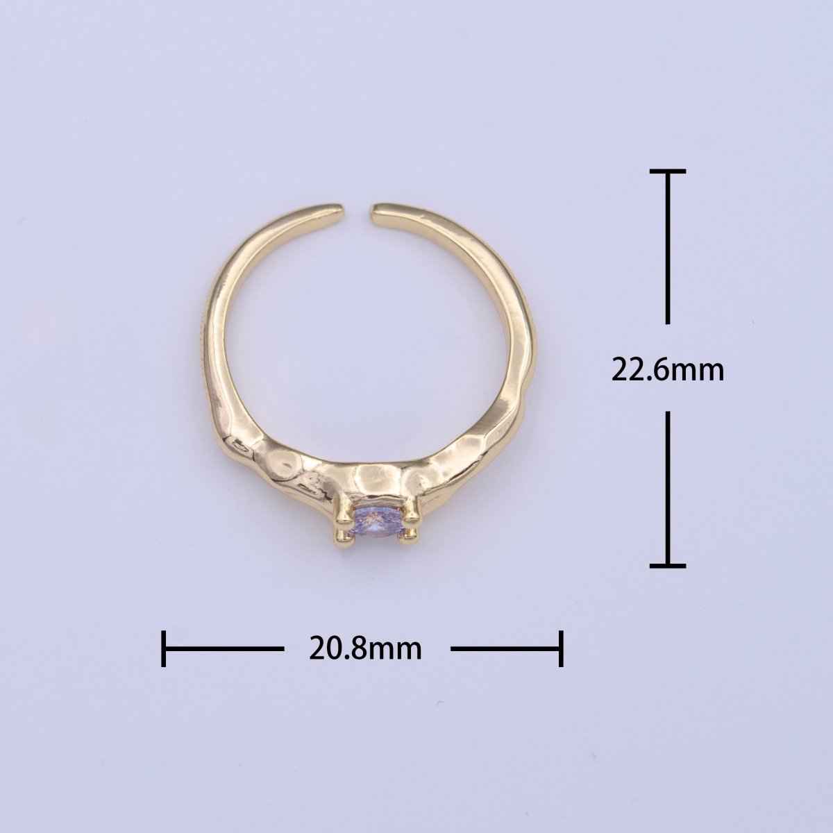Gold Filled Solitaire Cubic Zirconia Geometric Abstract Adjustable Ring | O-123