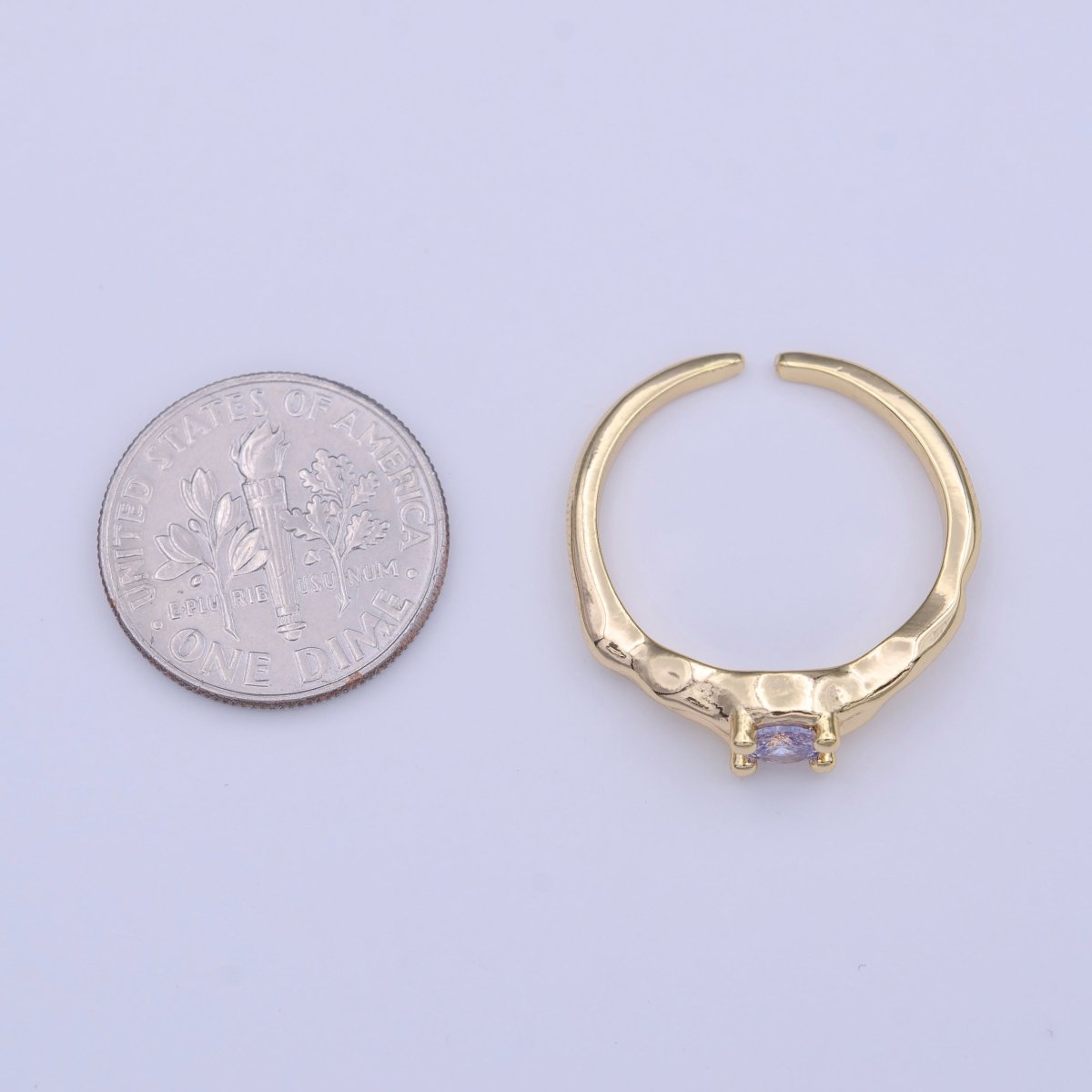 Gold Filled Solitaire Cubic Zirconia Geometric Abstract Adjustable Ring | O-123