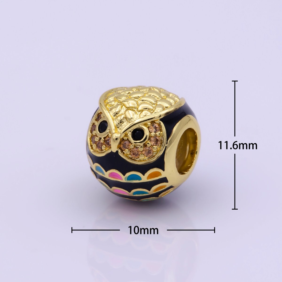 Gold Filled Spacer, Rainbow Owl Cloissone, Pink Girl Cubic Zirconia Bracelet Charm Bead Connector Pendant For Jewelry Making B-235