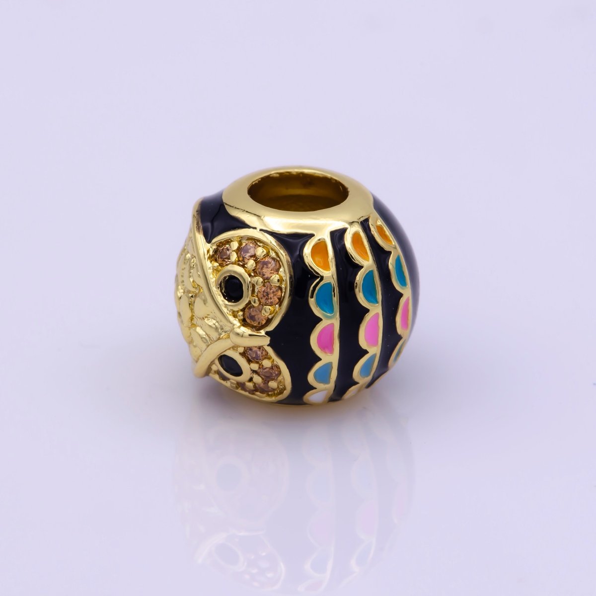 Gold Filled Spacer, Rainbow Owl Cloissone, Pink Girl Cubic Zirconia Bracelet Charm Bead Connector Pendant For Jewelry Making B-235