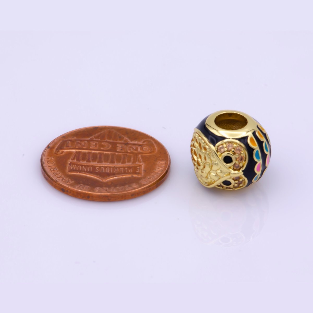 Gold Filled Spacer, Rainbow Owl Cloissone, Pink Girl Cubic Zirconia Bracelet Charm Bead Connector Pendant For Jewelry Making B-235