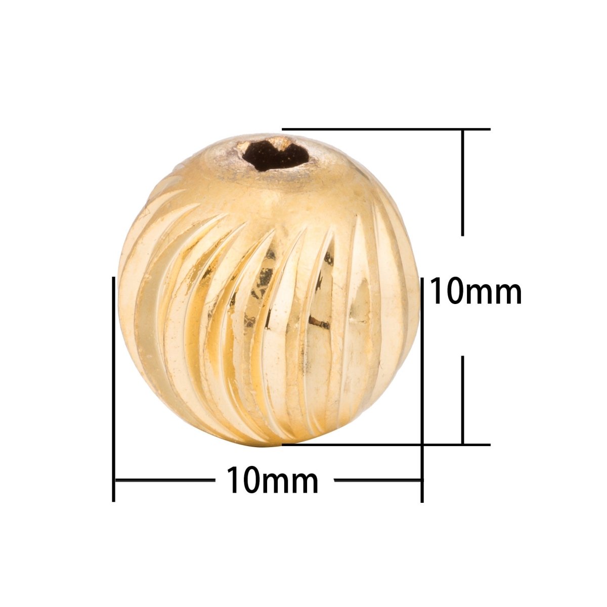Gold Filled Spacer, Round, Circle, Ball, Ornament, Neutral, Textured, Stripped Bracelet Charm Bead Finding Connector For Jewelry Making, B-269