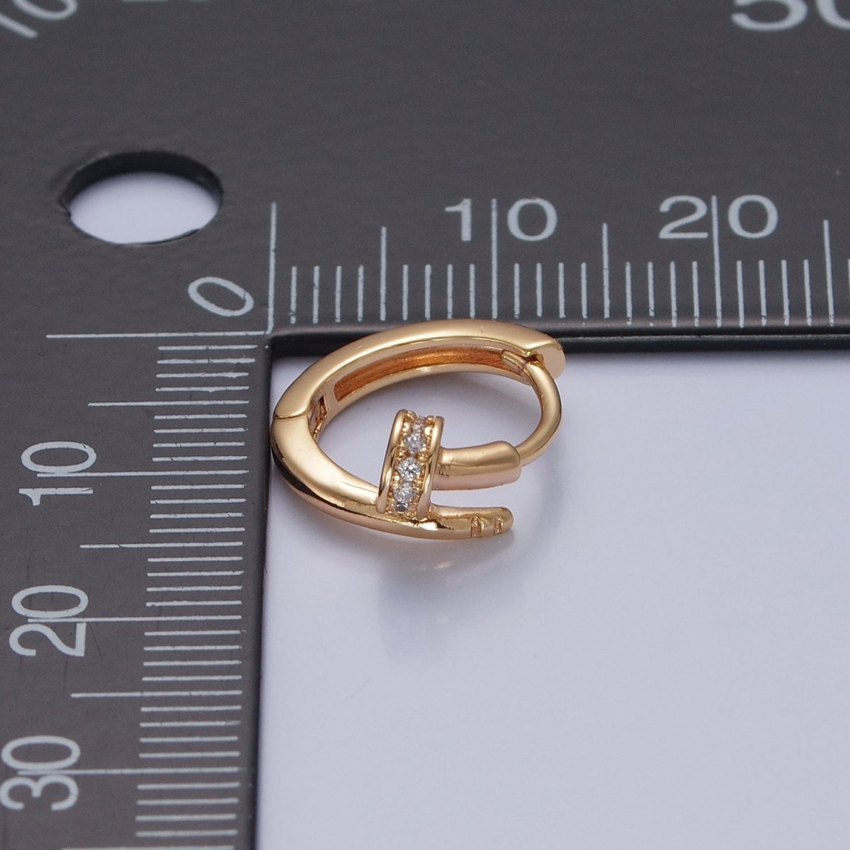 Gold Filled Spiral Nail Earring Lever Back Huggie Earring V-434