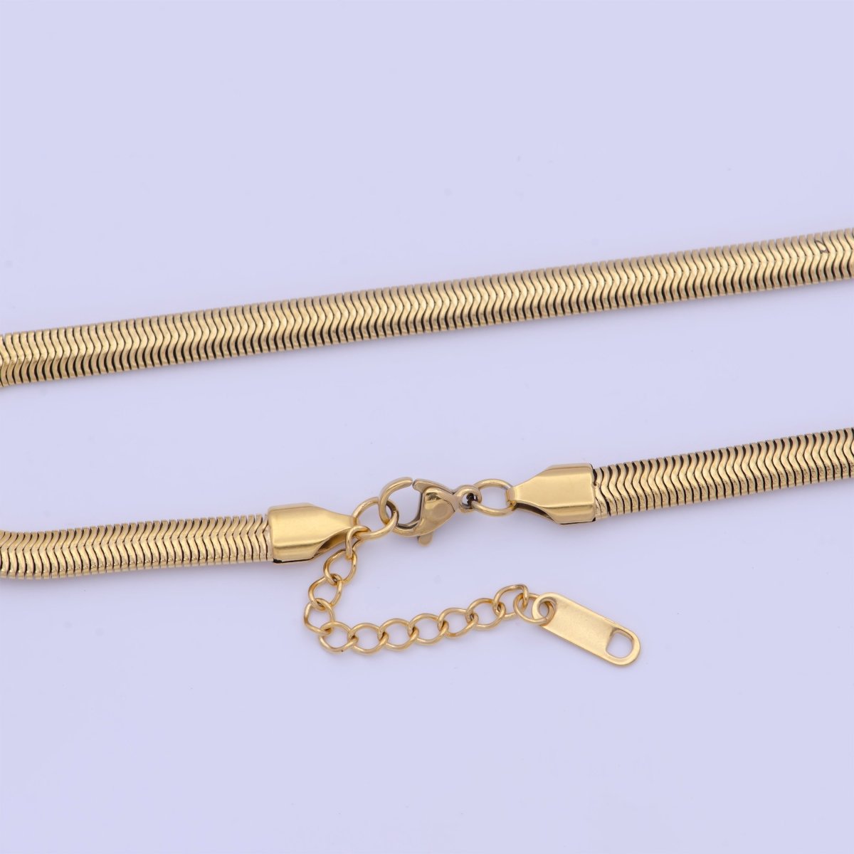 Gold Filled Stainless Steel 7 Inch + 1 Inch Extender Herringbone Snake Chain Bracelet Anklet in Gold & Silver | WA-1142 WA-1143 Clearance Pricing