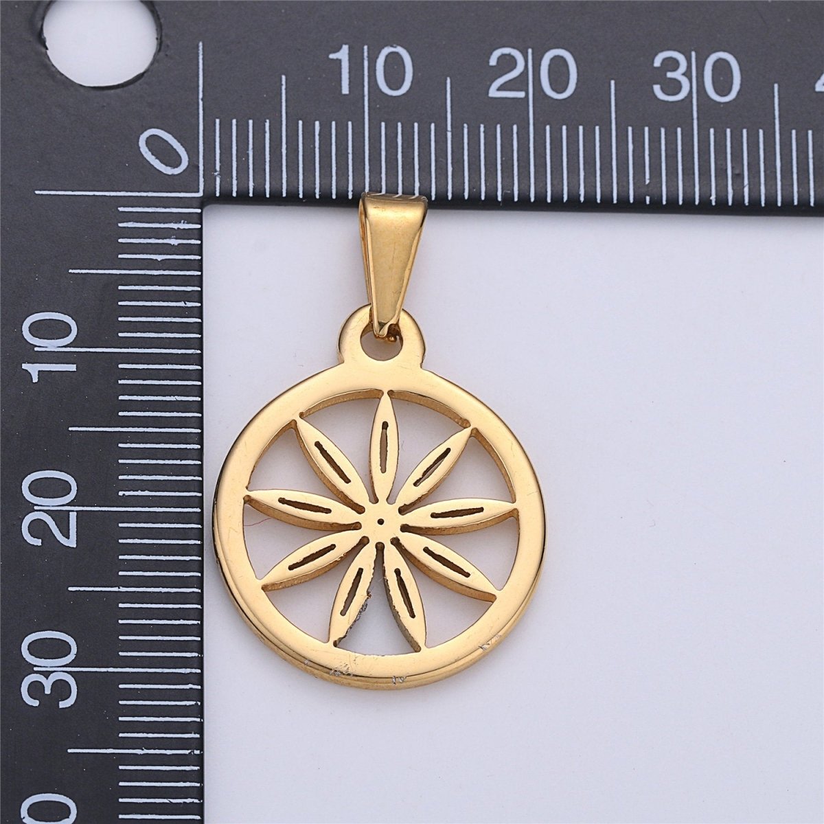 Gold Filled Stainless Steel Sun, Summer Sunshine Charm Pendant with Bails Golden Shiny Sun Necklace Findings for Jewelry Making 30x20mm J-667