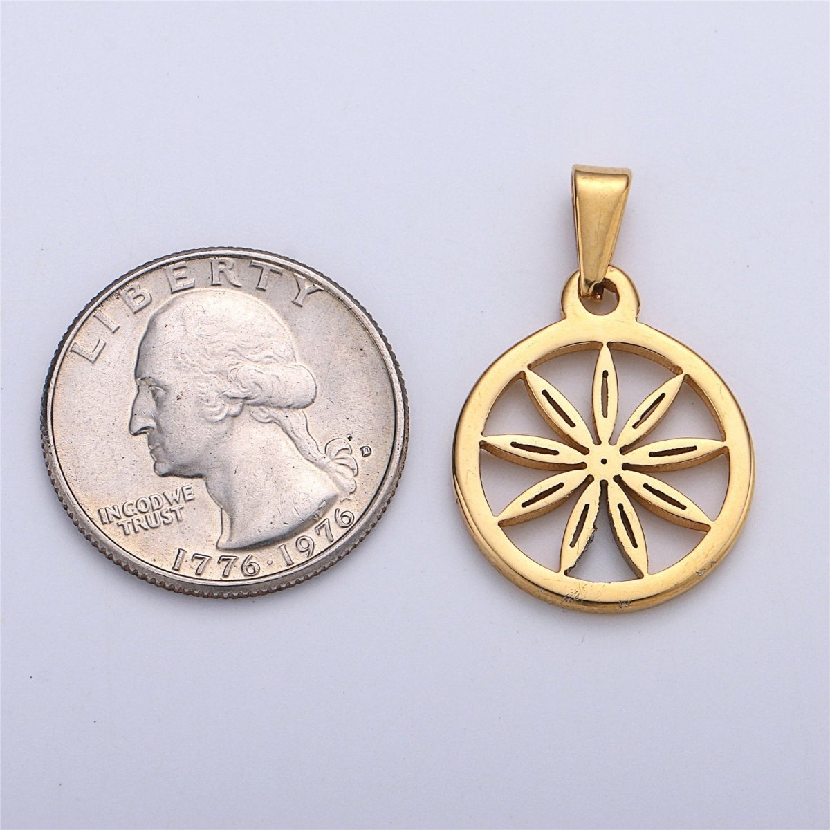 Gold Filled Stainless Steel Sun, Summer Sunshine Charm Pendant with Bails Golden Shiny Sun Necklace Findings for Jewelry Making 30x20mm J-667
