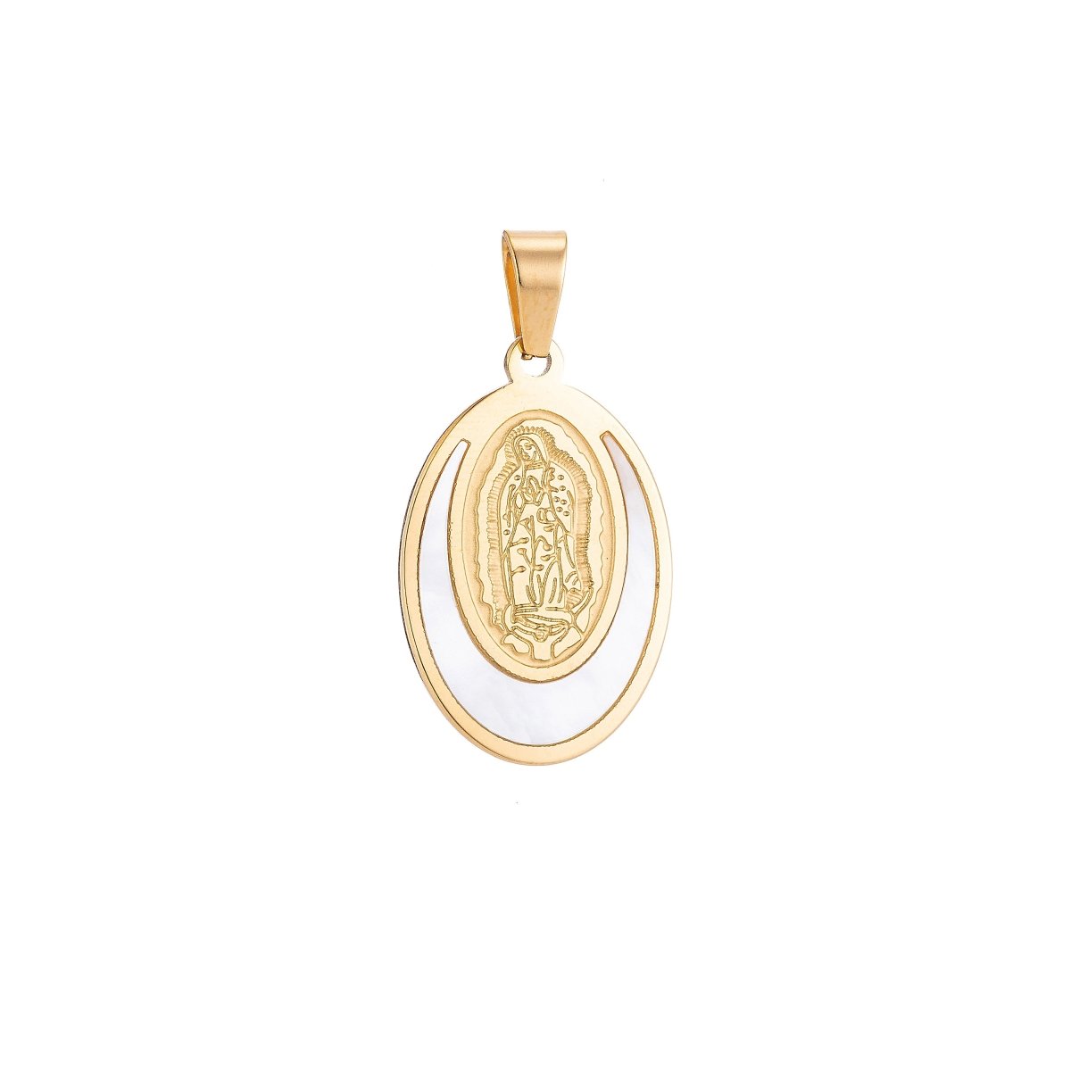 Gold Filled Stainless Steel Virgin Mother Mary Charm Pendant w/ Bails Findings for Earring Necklace Jewelry Making Supplies J-363