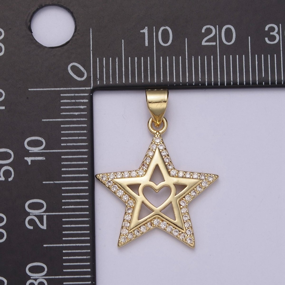 Gold Filled Star charm, Gold Heart pendant Celestial Minimalist Jewelry J-410