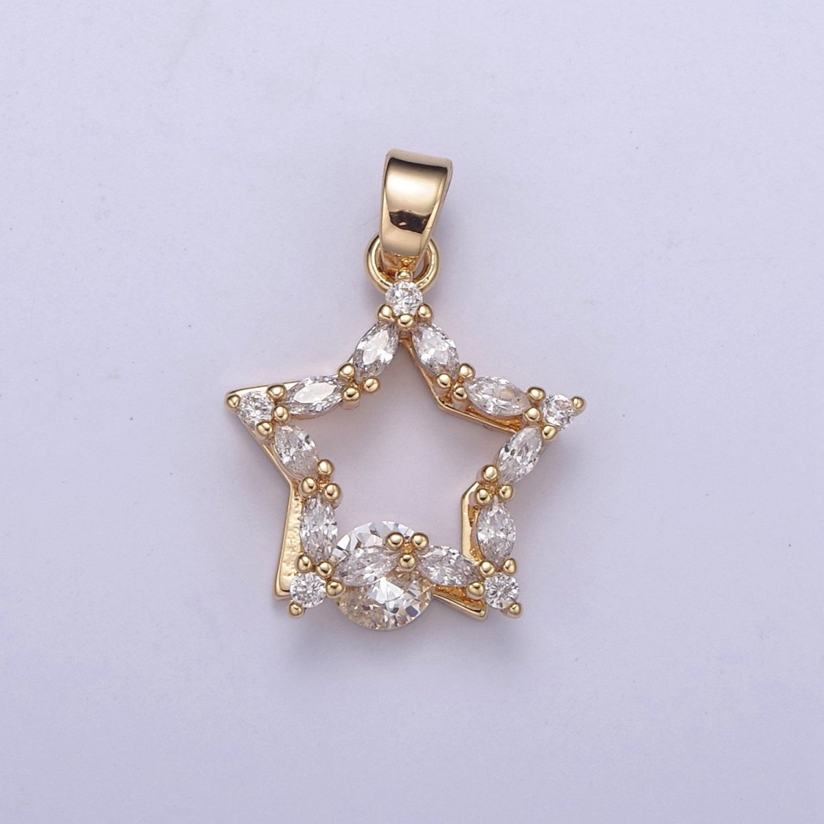 Gold Filled Star Cubic Zirconia Charm - CZ Shiny Star Celestial Night Sky Constellation Galaxy Wholesale Charms H-419