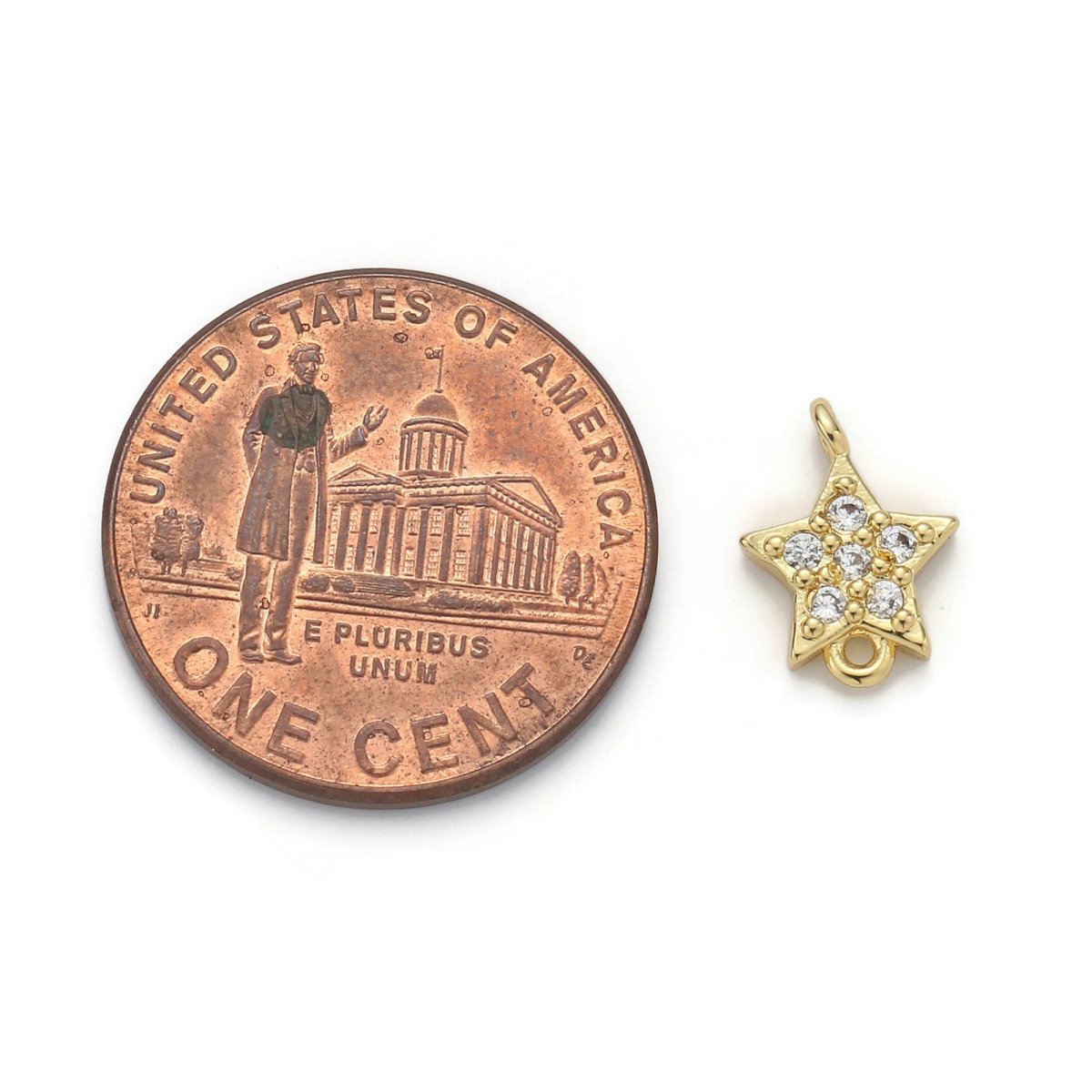 Gold Filled Star Micro Pave Connector Charm, Cubic Zirconia Pendant Charm, For DIY Jewelry, Gold Color F-376