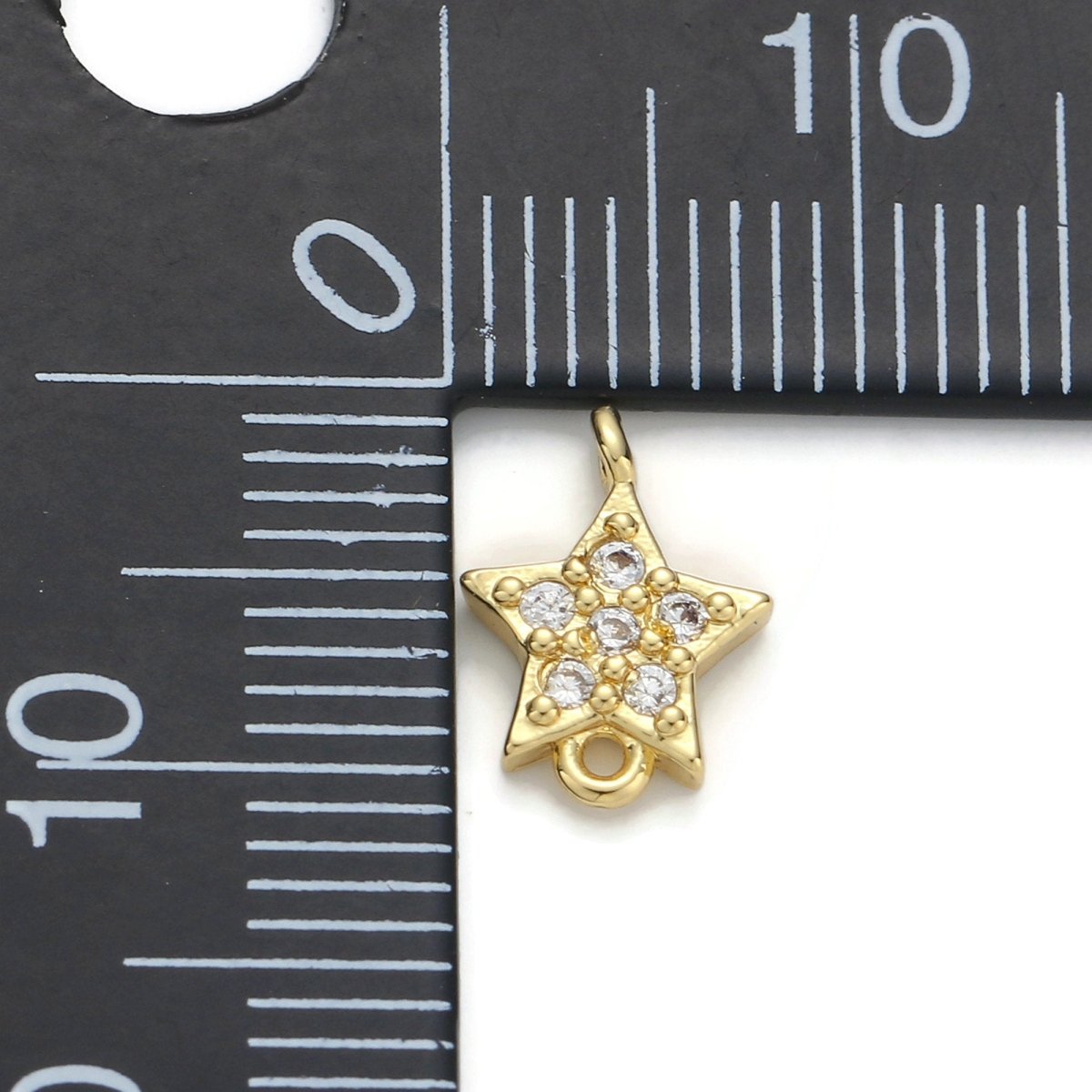 Gold Filled Star Micro Pave Connector Charm, Cubic Zirconia Pendant Charm, For DIY Jewelry, Gold Color F-376