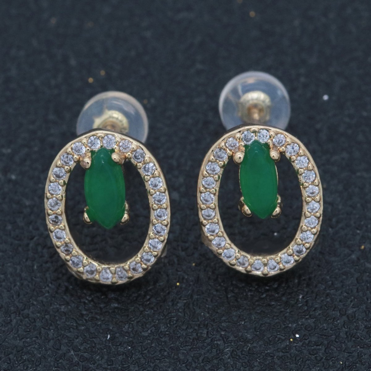 Gold Filled Studs / Dainty Green Earrings / Green Gem Earrings / Emerald Earrings / Green Stone Earrings / CZ Stud Earring /Dainty Studs T-161