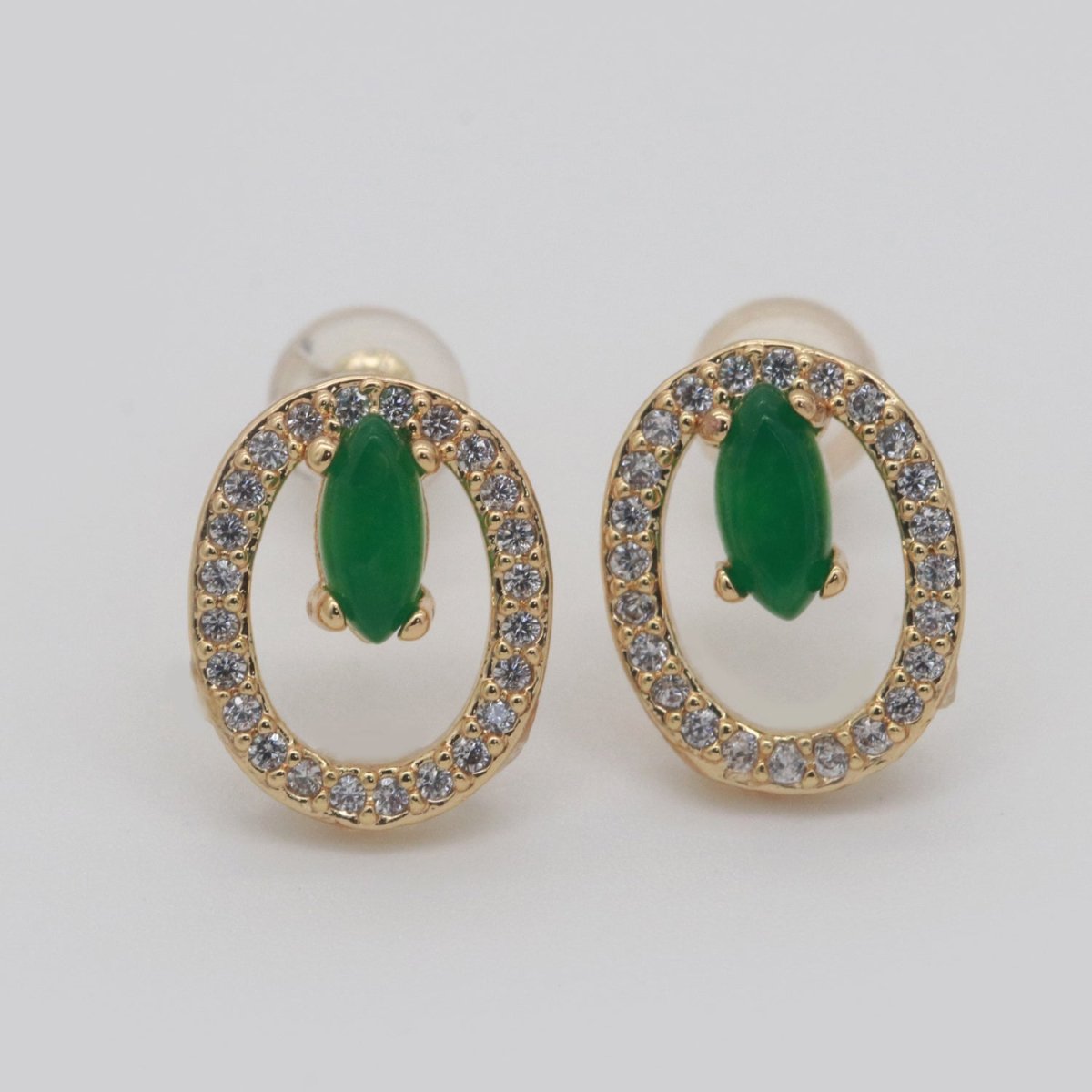 Gold Filled Studs / Dainty Green Earrings / Green Gem Earrings / Emerald Earrings / Green Stone Earrings / CZ Stud Earring /Dainty Studs T-161