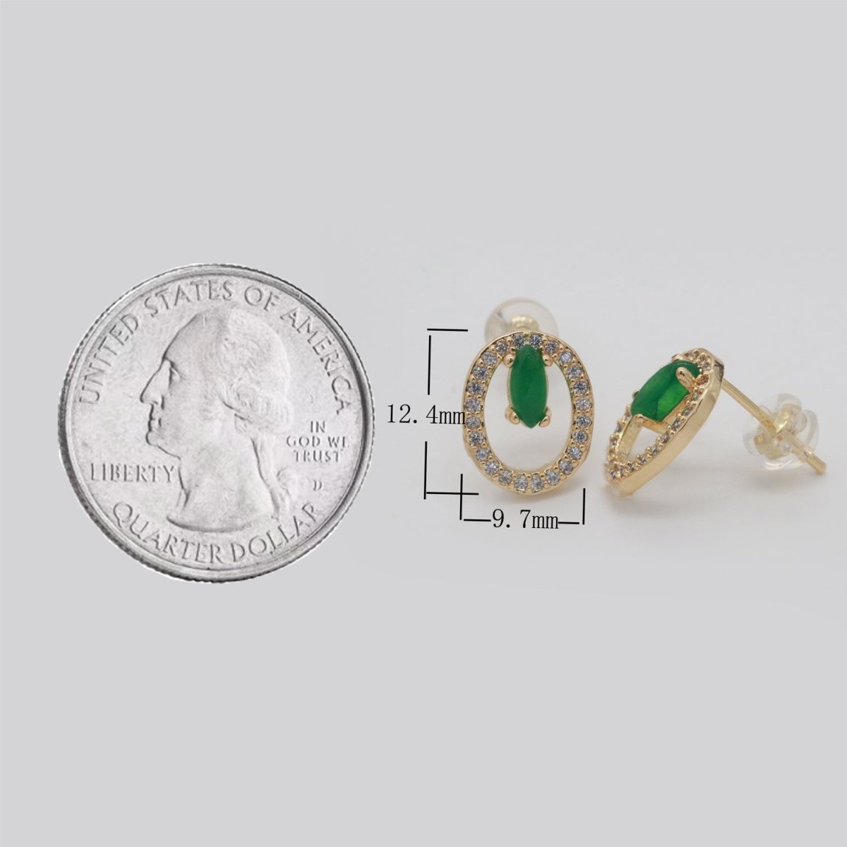 Gold Filled Studs / Dainty Green Earrings / Green Gem Earrings / Emerald Earrings / Green Stone Earrings / CZ Stud Earring /Dainty Studs T-161