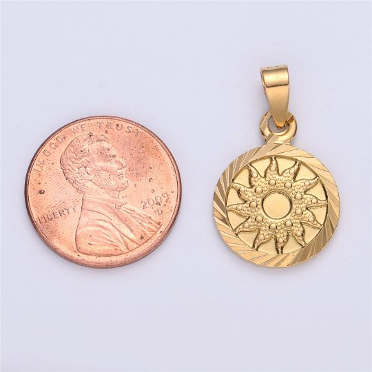 Gold Filled Sun Pendant Celestial Jewelry Gold Filled Sun Burst Charm Medallion Necklace Pendant I-159