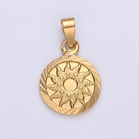 Gold Filled Sun Pendant Celestial Jewelry Gold Filled Sun Burst Charm Medallion Necklace Pendant I-159