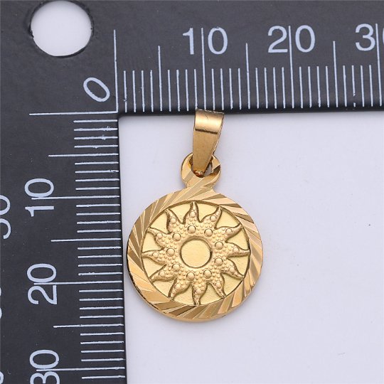 Gold Filled Sun Pendant Celestial Jewelry Gold Filled Sun Burst Charm Medallion Necklace Pendant I-159